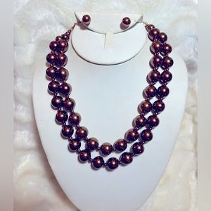 Imitation, chocolate pearl necklace set multi strand